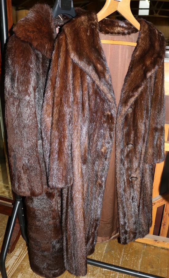 Brown mink coat & brown coney coat